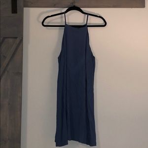 Slate blue swing away bib neck dress